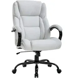 LCH Big & Tall Office Chair 500lbs PU Leather Ergonomic Computer Chair, Home Desk Chair Wide Seat Executive Chair with Massage Lumbar Support & Soft Arms for Heavy People (White)