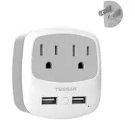 TESSAN Australia New Zealand Power Plug Adapter, Type I Travel Plug Converter with 2 USB Ports 2 AC Outlets, US to Australian Argentina Fiji China Au Adaptor (2 Pack)