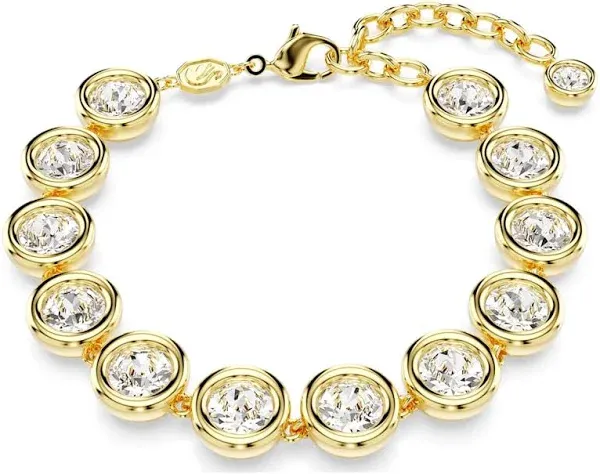 Swarovski - Imber Tennis bracelet - Round cut, White, Gold-tone plated