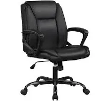 Home Office Chair Ergonomic Desk Chair PU Leather Task Chair Executive Rolling Swivel Mid Back Computer Chair with Lumbar Support Armrest Adjustable