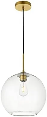 Elegant Lighting LD2224BR Baxter 12&#034; Wide 1 Light Pendant Glass Shade Brass