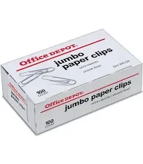 Paper Clips, Jumbo, Silver, Box Of 100 Clips, 10004BX