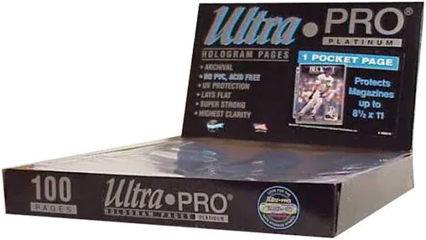 Ultra Pro 1-Pocket Platinum Page with 8-1/2&#034; X 11&#034; Pocket 100 Ct.