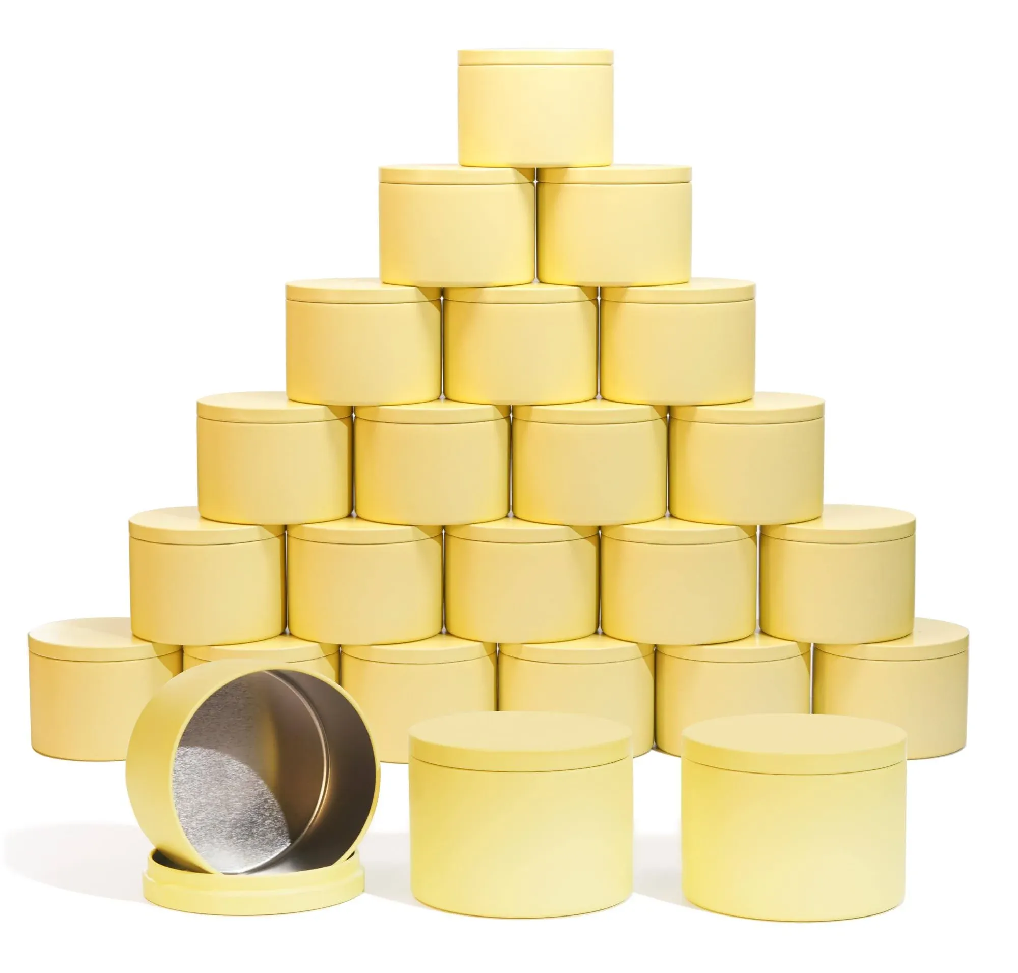 Aroparc Candle Tins 8oz with Lids, 24 Pack Seamless Bulk Candle Containers for Candle Making Supplies Wholesale Empty Candle Jars - Lemon