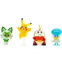 Pokemon PKW3402 Paldea 4 Pack-Features 2-Inch Pikachu, Fuecoco, Sprigatito, and 