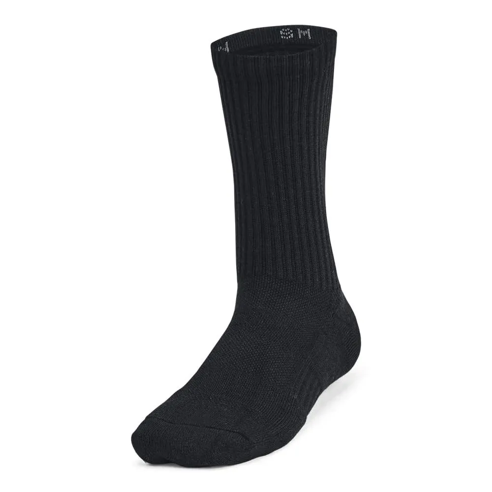 Kids' Training Cotton 6-Pack Crew Socks - Black, MD, Under Armour