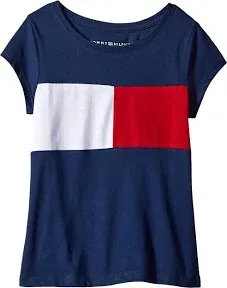 Tommy Hilfiger Girl's Short Sleeve Flag Logo Crewneck T-Shirt