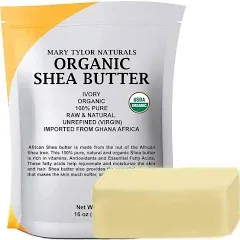 Organic Shea Butter 1 lb USDA Certified by Mary Tylor Naturals Raw, Unrefined, Ivory from Ghana Africa Amazing Skin Nourishment, Eczema, Stretch M