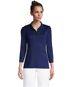 Lands' End Women's Tall Supima Cotton 3/4 Sleeve Polo Shirt