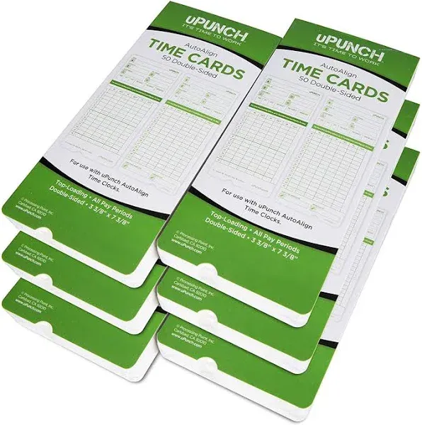 uPunch 300 Time Cards for Green HN3000 AutoAlign Time Clocks