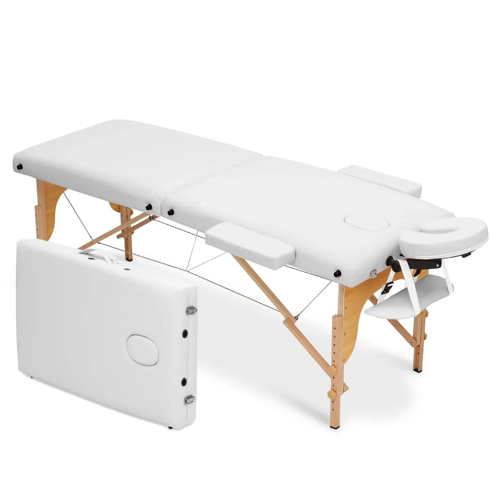 MoNiBloom Portable Massage Table Spa Bed, 24.5 inch to 33.5 inch Height Adjustable Two Fold Massage Bed / Facial Salon Tattoo Bed with Carry Bag for