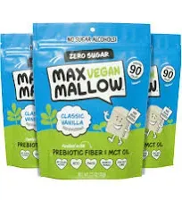 Max Sweets NEW Know Brainer Max Sweets Snacks Low Carb Keto Vegan Max Mallow marshmallows- Vegan, Atkins, Paleo, Diabetic Diet Friendly Health Snack - Gluten Free, Soy Free, Zero Sugar, Zero Sugar Alcohol snack, Non-GMO Ketogenic 3 pack