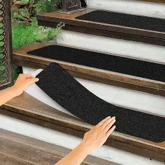 ToStair Non Slip Outdoor Stair Treads Black Pre-Cut 80 Grit Anti Slip Grip Tape,Non Skid Heavy Duty Traction Adhesive Step Stripes