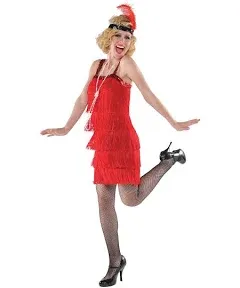 Leadtex Women's 1920s Fringed Flapper Costume with Feather Headband,Beaded Necklace …