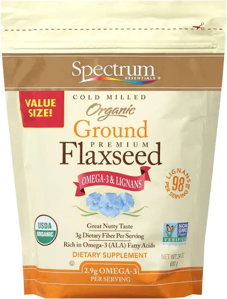 Spectrum Essentials Cold Milled Organic Ground Premium Flax Seed, 14OZ