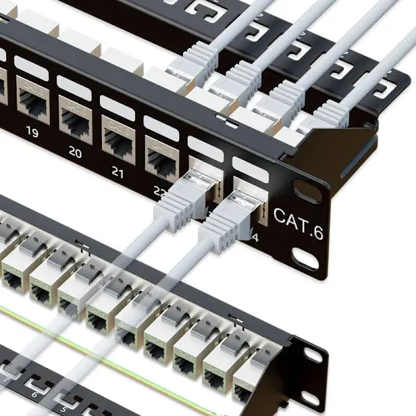 iwillink 24-Port RJ45 Through Coupler 1U Cat6 Patch Panel