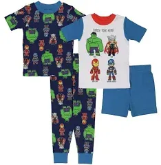 Marvel Boys' 4-Piece Snug-Fit Cotton Pajama Set