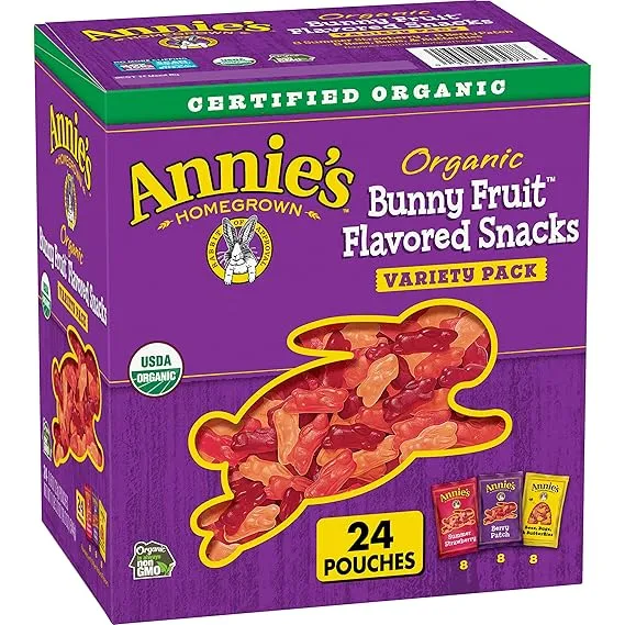 Annies Organic Bunny Fruit Snacks, Gluten Free, Variety Pack, 24 Pouches