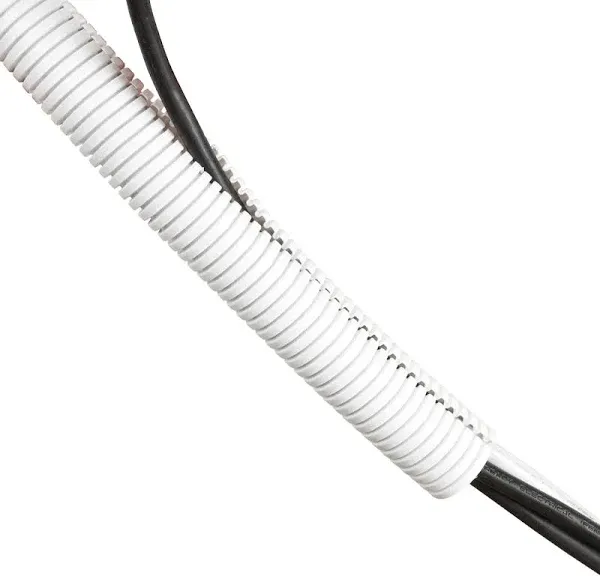 White 43in Cable Sleeve Flexible Wire Protector Tubing Split Electrical Conduit 