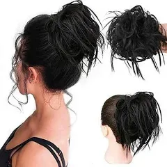 HMD Tousled Updo Messy Bun Hair Piece Hair Extension Ponytail With Elastic Rubber Band Updo Extensions Hairpiece Synthetic Hair Extensions Scrunchies Ponytail Hairpieces for Women