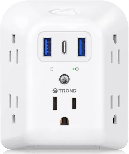 Surge Protector Outlet Extender - 5 Outlet Splitter with 3 USB Ports (1 USB C...