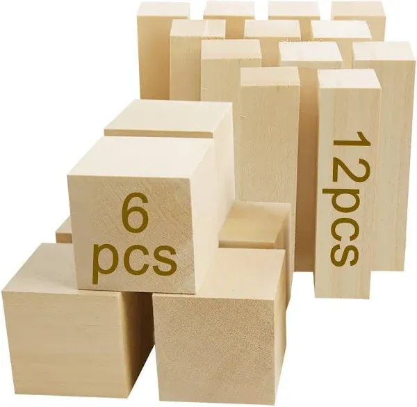 18 Pcs Basswood Carving Blocks