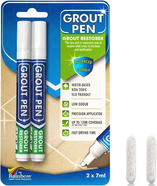 Grout Pen Tile Paint Marker: 2 Pack Terracotta with 5 Pack Replacement Tips (Narrow, 5mm) - Waterproof Grout Colorant and Sealer Pen to Renew, Repair, and Refresh Tile Grout - Cleaner Coating Stain Pe