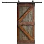 Coast Sequoia 36in x 84in K Series Multi-Color Pine Wood Sliding Barn Door with Hardware Kit - Aged Barrel/Dark Walnut