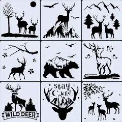 9 Pcs Large Deer Stencils for Painting