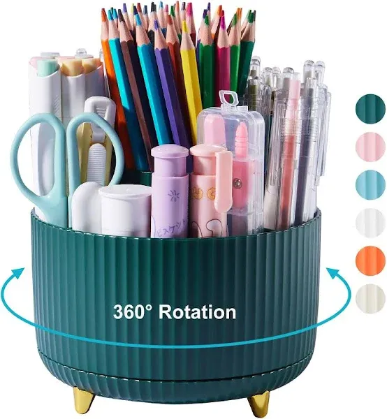 Lolocor Desk Pencil Pen Holder 5 Slots 360 Degree Rotating Pen Organizer Desk Pencil