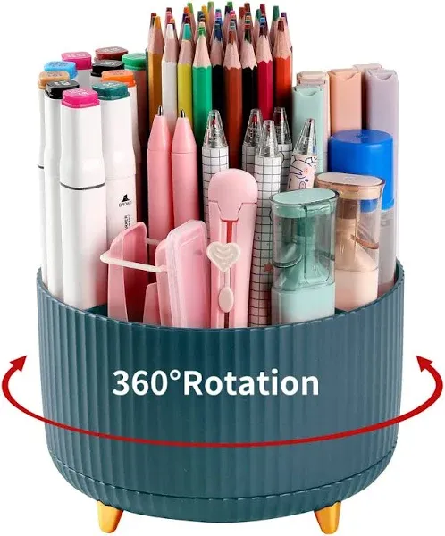 EDENMS Desk Pencil Pen Holder 5 Slots 360°Degree Rotating Pencil Pen Organizers for Desk