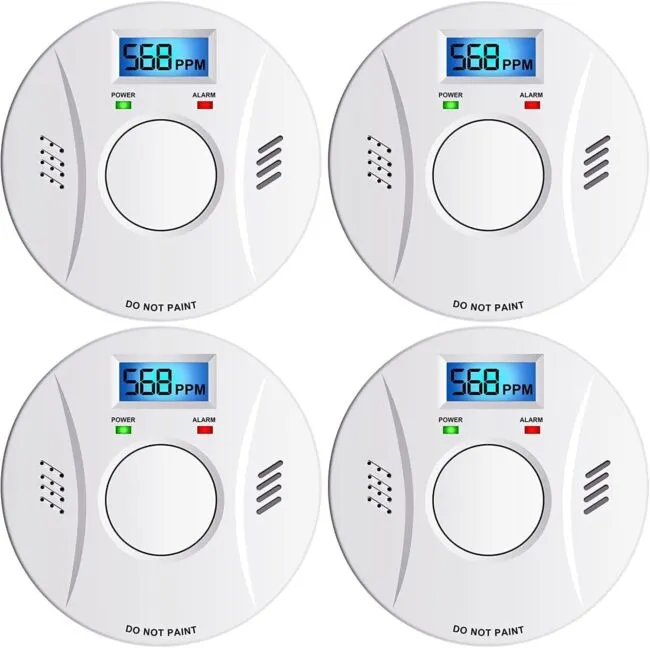 Linsoal Smoke Detector and Carbon Monoxide Detector Co2 Detector Battery Powered with Test/Reset Button 4 Pack