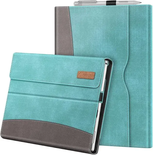 Fintie Case for 12.3 Inch Microsoft Surface Pro 7 Plus, Surface Pro 7, Surface Pro 6, Pro 5, Pro 4, Pro 3 - Portfolio Business Cover with Pocket, Compatible with Type Cover Keyboard, Turquoise