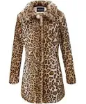 Bellivera Faux Fur Jacket Womens Leopard Coat Long Sleeve Winter Warm Fluffy Parka Overcoat Outwear Tops 18125 Leopard XL