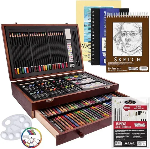 U.S. Art Supply Mega Wood Box Drawing Set