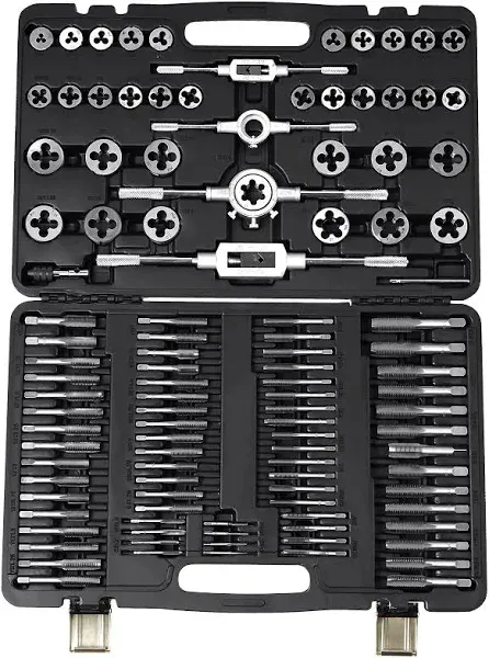 VEVOR Tap and Die Set, 110-Piece Include Metric Size M2 to M18, Bearing Steel Taps and Dies