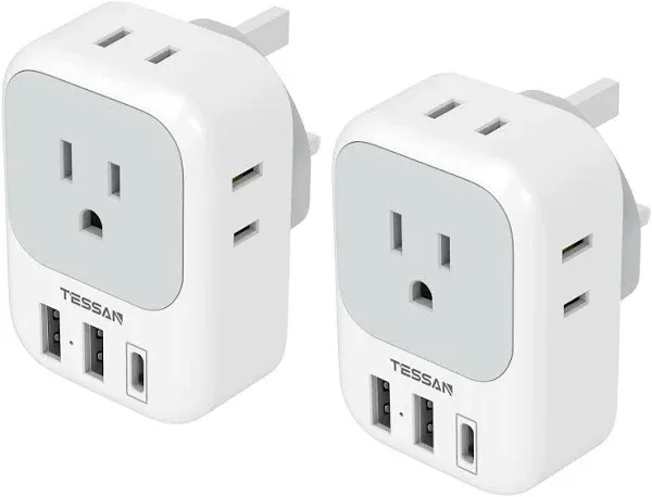 TESSAN Italy Power Adapter 2 Pack