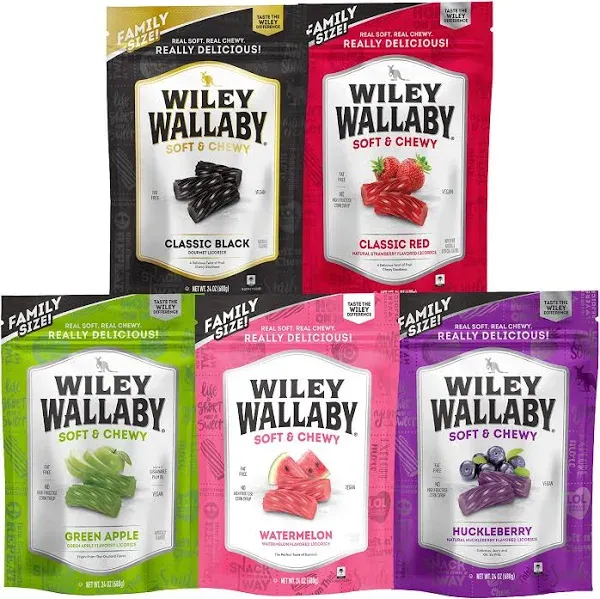 Wiley&#039;s 24 oz Gourmet Licorice Variety - Soft Twists in 7 Delicious Flavors