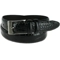 Stacy Adams black leather belt with silver rectangular hardware