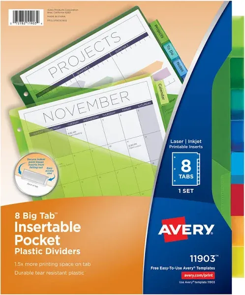 AVERY Insertable Big Tab Plastic Dividers