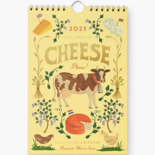 RIFLE PAPER CO. 2025 Desk Calendar | January 2025 - December 2025, Includes 12 Illustrations, Remember Birthdays, Anniversaries, and Annual Celebrations (6"W × 7.5"L), Greetings from Around the World