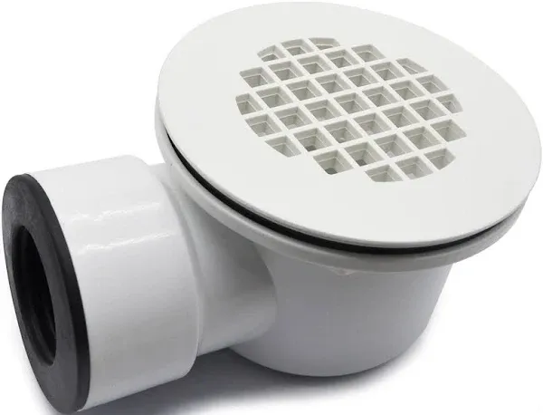 Low Profile Shower Drain, 1.5" Side Outlet Drain Assembly with Perforated Strainer, for 1.5" Replacement Shower Base PVC Drain and Side Outlet Drain