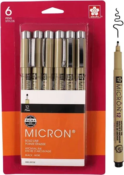 Sakura Pigma Micron Pens - Set of 10, Grays and Black, Fine and Bold Sizes