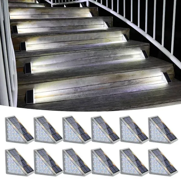 VOLISUN Solar Stair Lights 12 Pack, Solar Step Lights Waterproof IP67, Outdoor S