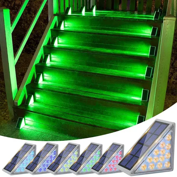 Solar Stair Lights 6 Pack, Solar Step Lights Outdoor Waterproof IP67, LED Out...