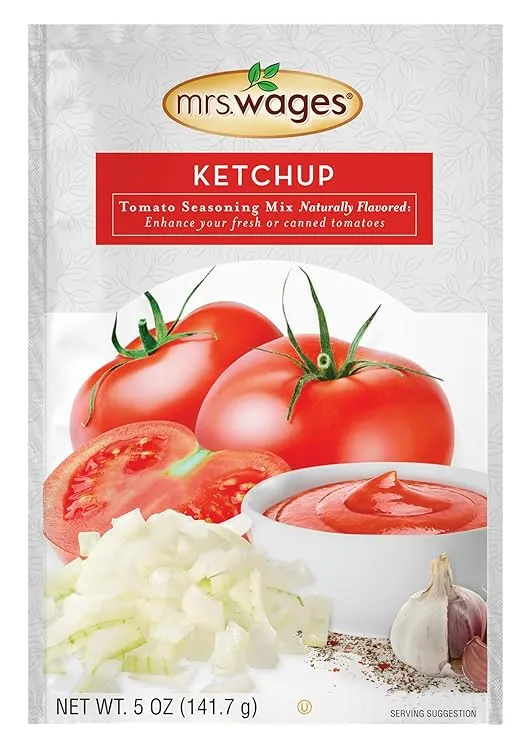 Mrs. Wages Ketchup Mix Easy-To-Use Enhance Your Tomatoes Makes Ketchup in Bulk Easy To Freeze or Serve Fresh 5 oz Packet (Value Pack of 6)