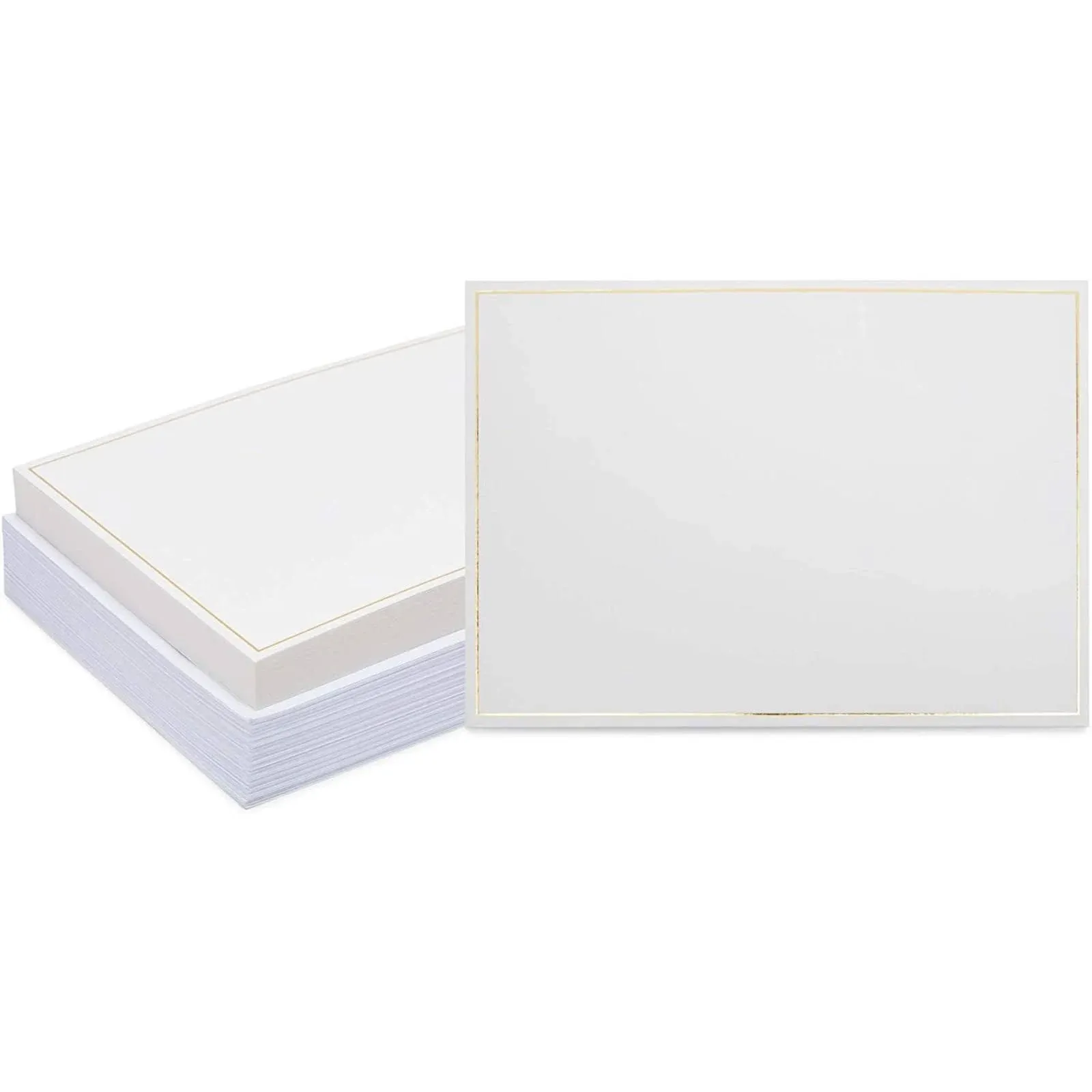 Paper Junkie 50-Pack White Cardstock Paper with Gold Foil Border and Envelopes