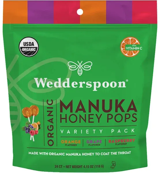 Buy Org Manuka Honey Pops Variety Pack 120 Grams By Wedderspoon | Herbspro.com