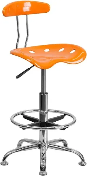 Flash Furniture Vibrant Chrome Drafting Stool with Tractor Seat