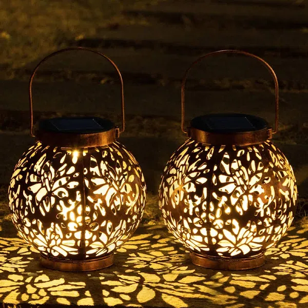 JOIEDOMI 2 Pack Outdoor Solar Hanging Lantern Lights